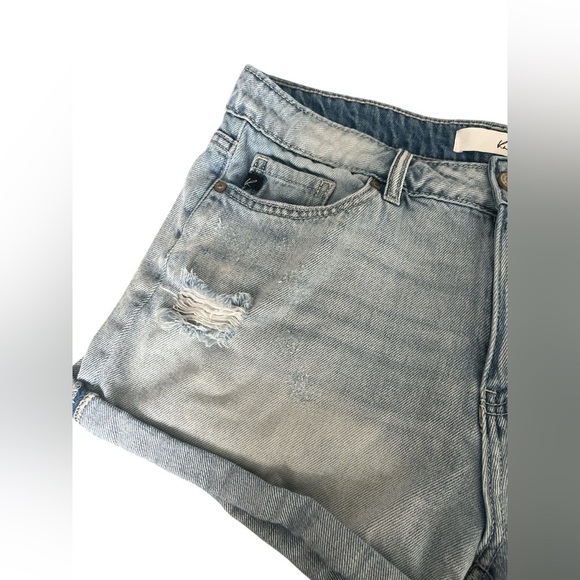 Kancan Light Wash Rolled Cuff High Rise Denim Shorts Size Medium - Picture 5 of 8